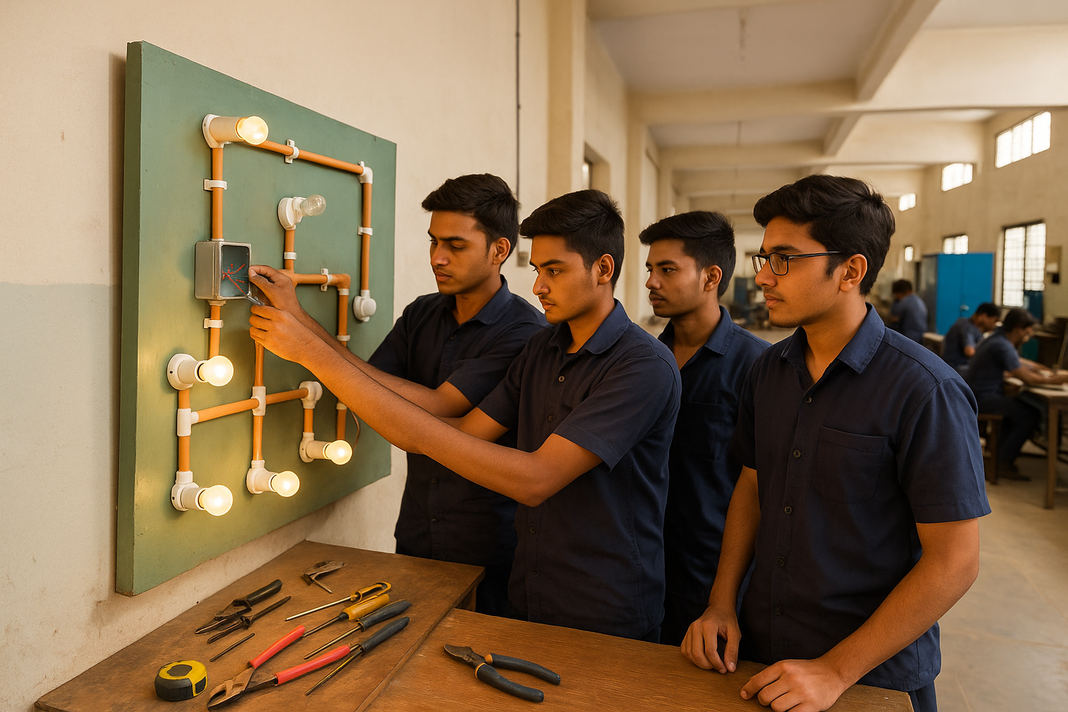 Students in practical training lab